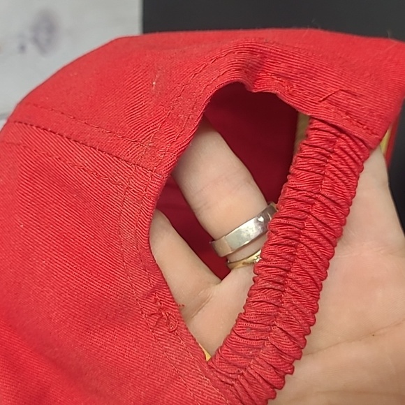 Buc-ees Beaver All Over Logo Print Embroidered UPF 50+ Youth Red Yellow Hat Cap - Picture 10 of 16